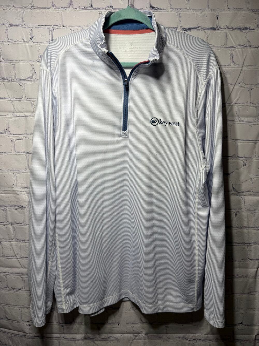 Vineyard Vines Performance Key West Quarter Zip Pullover Sz XL Stretch Blue